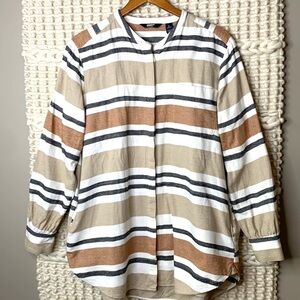 Land’s End Flannel Striped Button Down Tunic Shacket